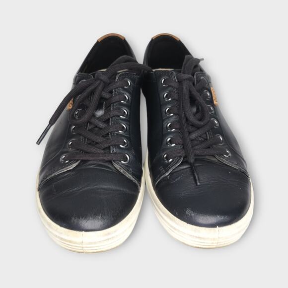 Womens ECCO Black Soft Leather Sneakers Size 7 - 7.5 - Picture 3 of 12